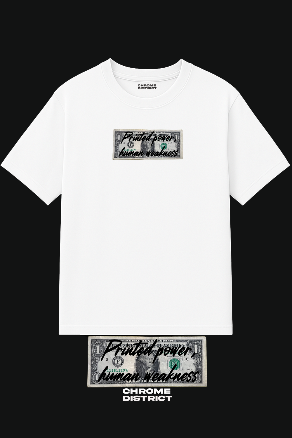 Printed Power Human Weakness Graphic Tee – Oversized Heavyweight Cotton Streetwear T-Shirt