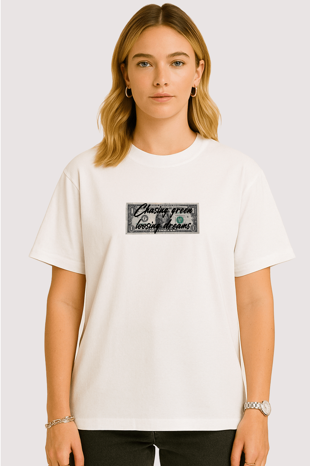 Chasing Green Loosing Dreams Graphic Tee – Oversized Heavyweight Cotton Streetwear T-Shirt