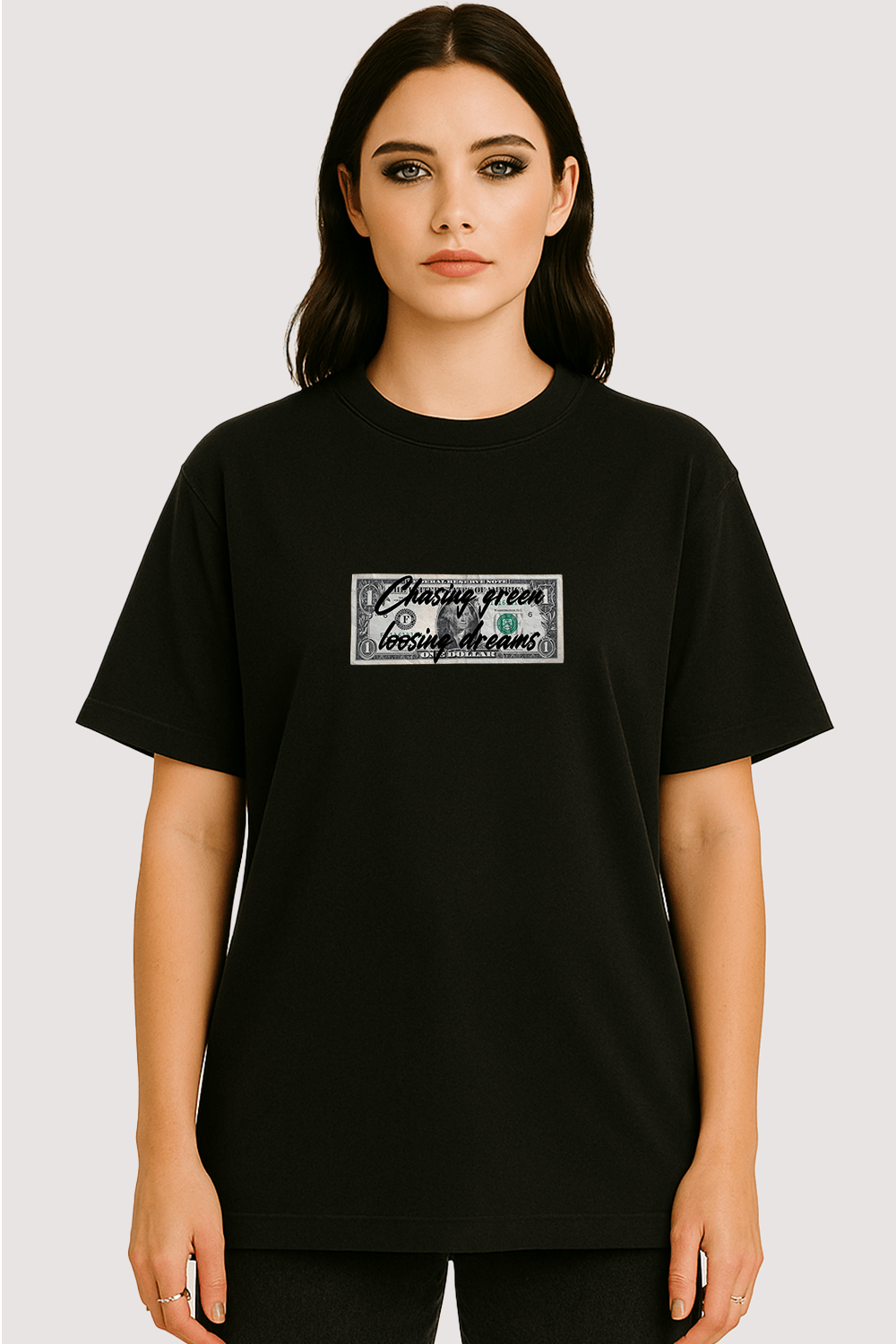 Chasing Green Loosing Dreams Graphic Tee – Oversized Heavyweight Cotton Streetwear T-Shirt