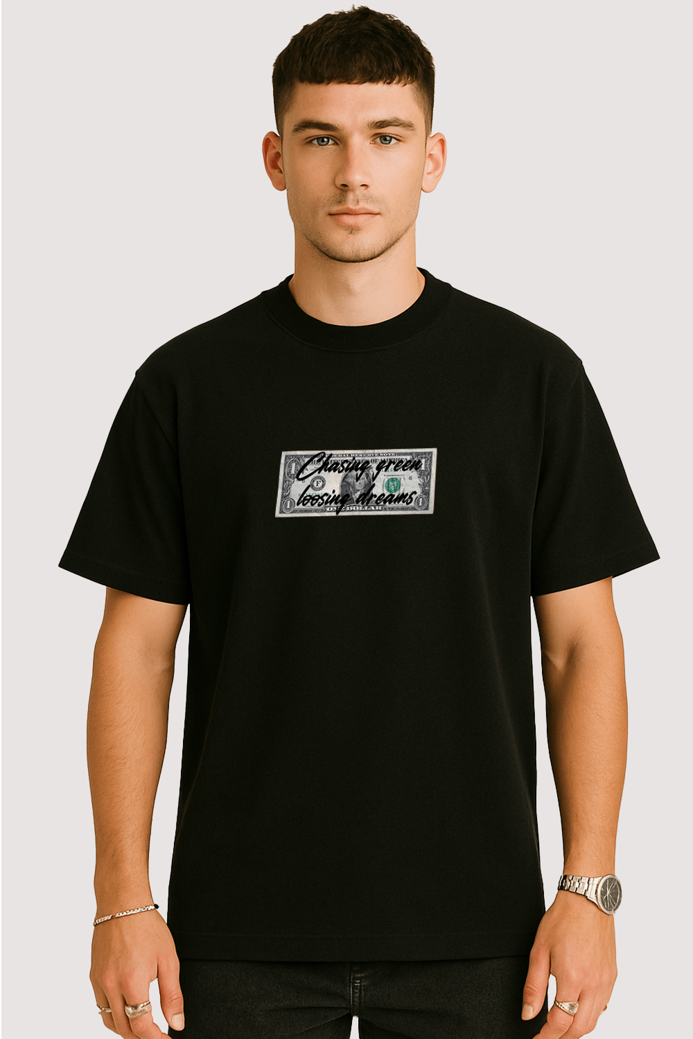 Chasing Green Loosing Dreams Graphic Tee – Oversized Heavyweight Cotton Streetwear T-Shirt