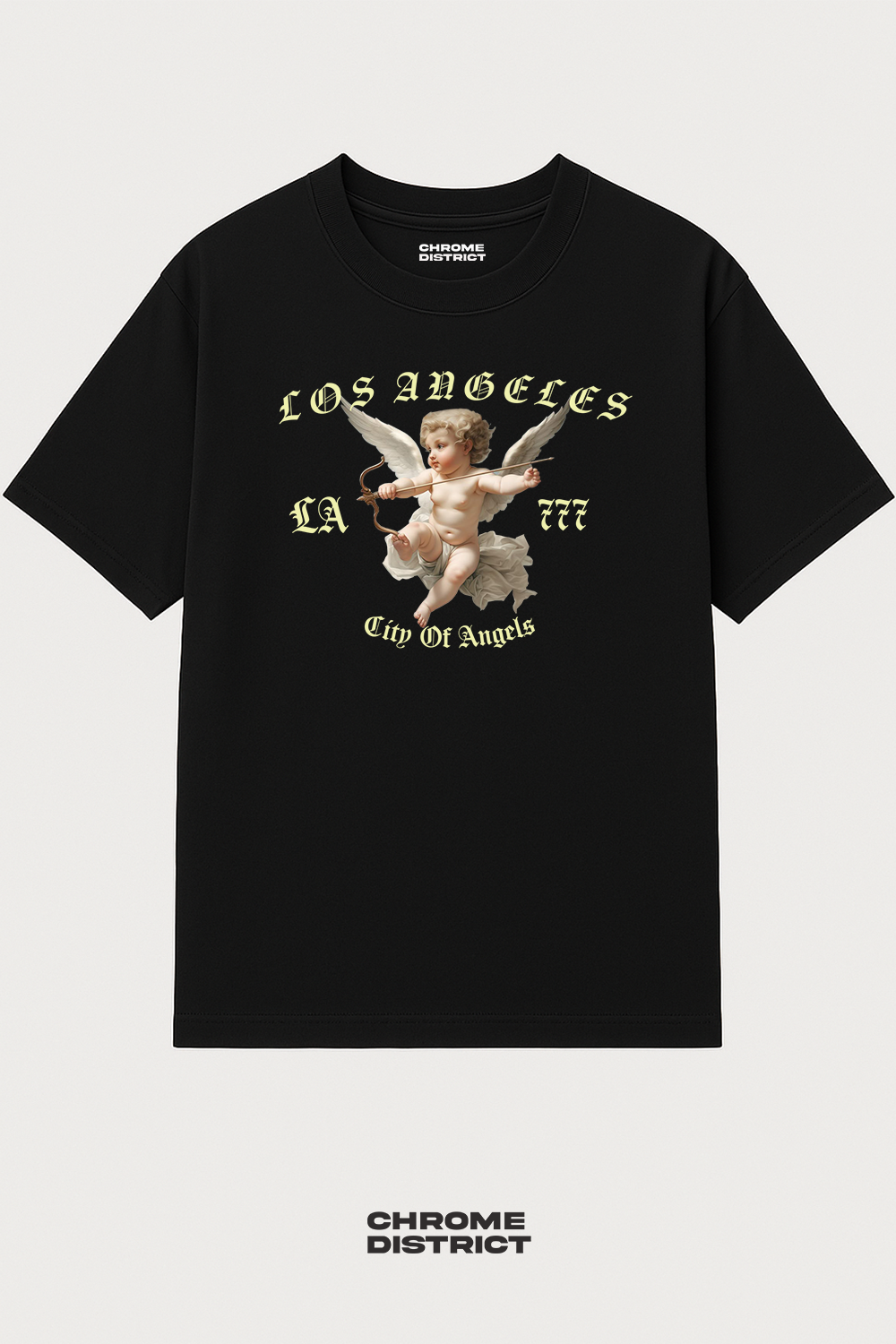 LA Angel City of Angels Graphic Tee – Oversized Heavyweight Cotton Yellow Streetwear T-Shirt