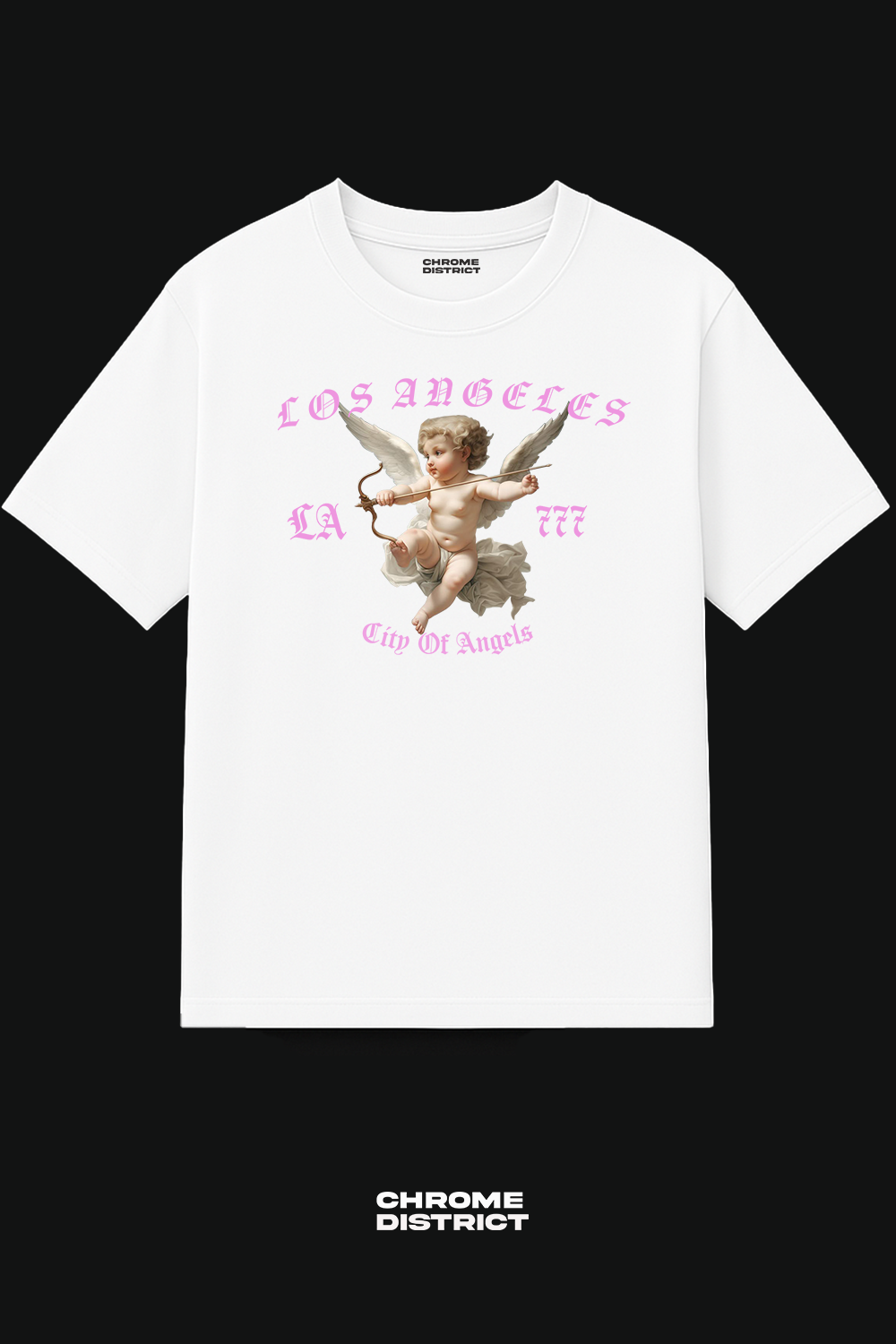 LA Angel City of Angels Graphic Tee – Oversized Heavyweight Cotton Pink Streetwear T-Shirt