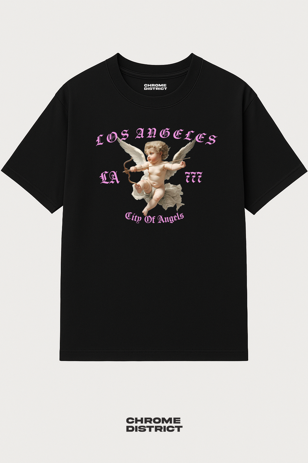 LA Angel City of Angels Graphic Tee – Oversized Heavyweight Cotton Pink Streetwear T-Shirt