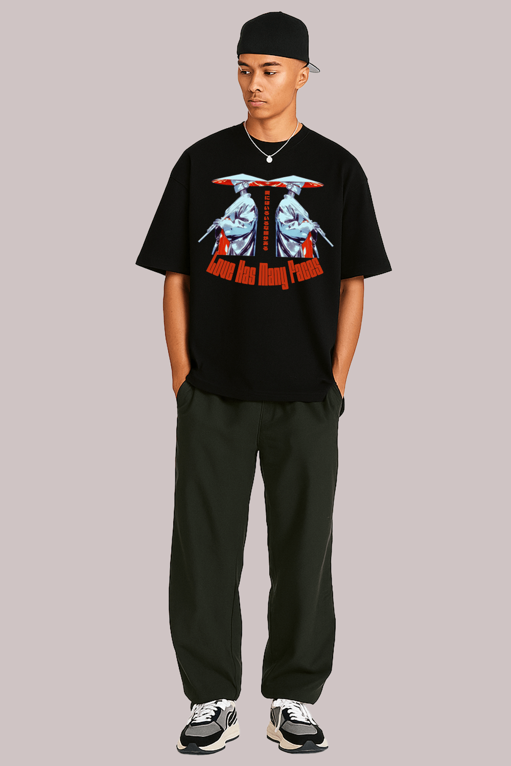 Love Has Many Faces Anime Graphic Tee – Oversized Heavyweight Cotton Japanese Streetwear T-Shirt