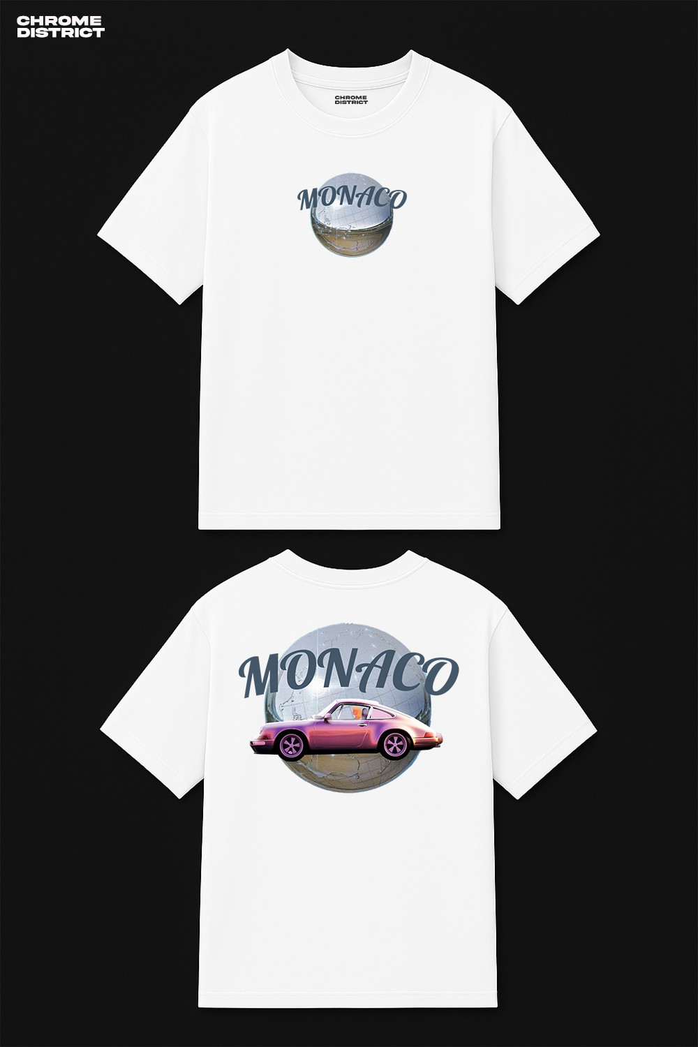 Monaco Racing Blue Graphic Tee – Oversized Heavyweight Cotton Motorsport Streetwear T-Shirt