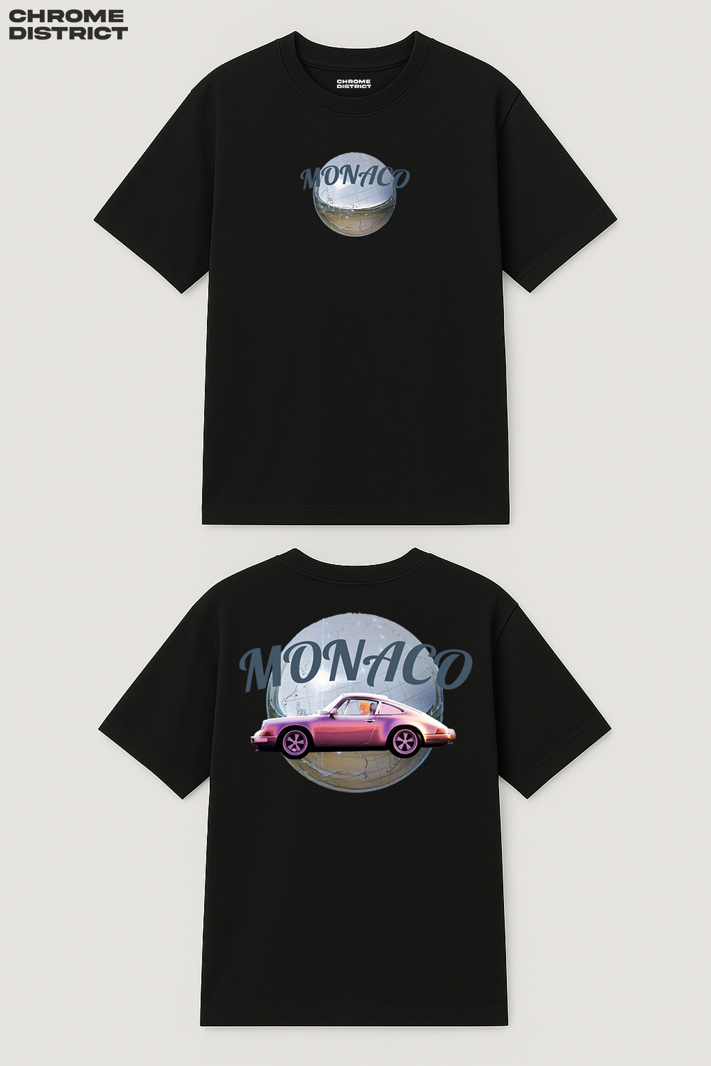 Monaco Racing Blue Graphic Tee – Oversized Heavyweight Cotton Motorsport Streetwear T-Shirt