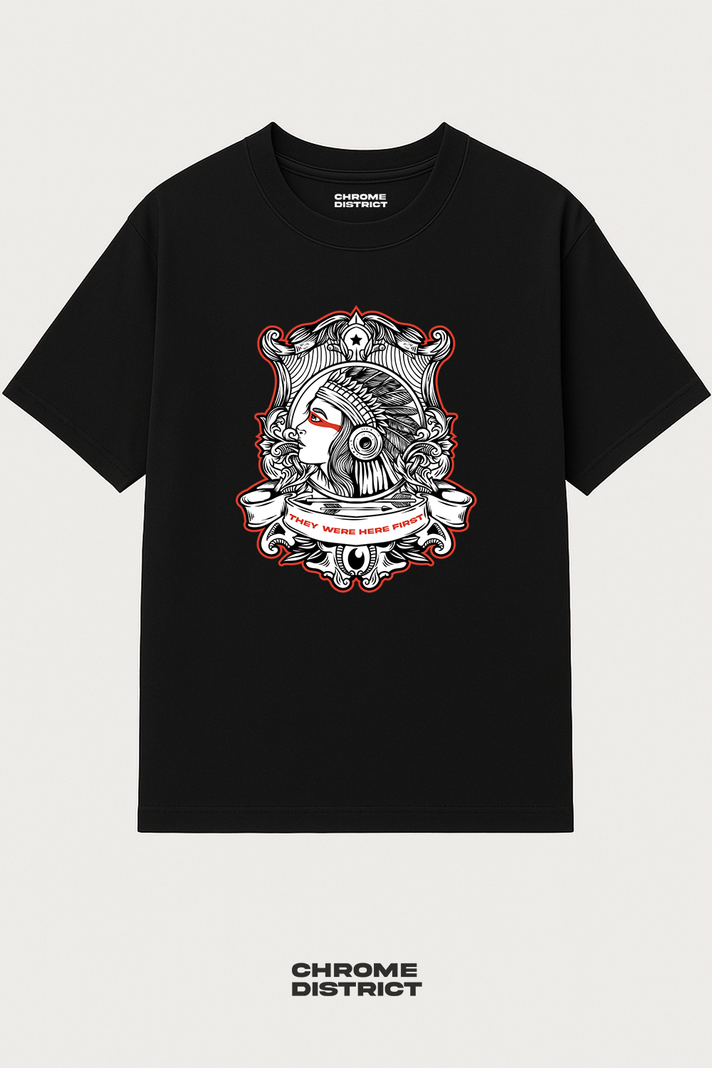 Native Indian Graphic Tee – Oversized Heavyweight Cotton Indigenous Streetwear T-Shirt