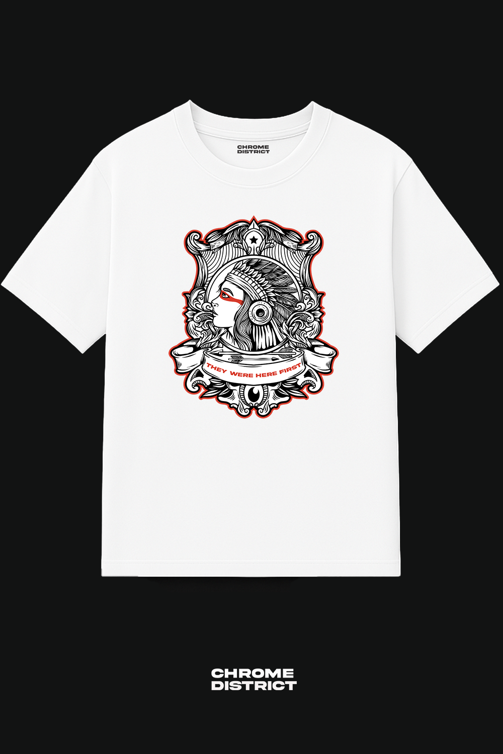 Native Indian Graphic Tee – Oversized Heavyweight Cotton Indigenous Streetwear T-Shirt