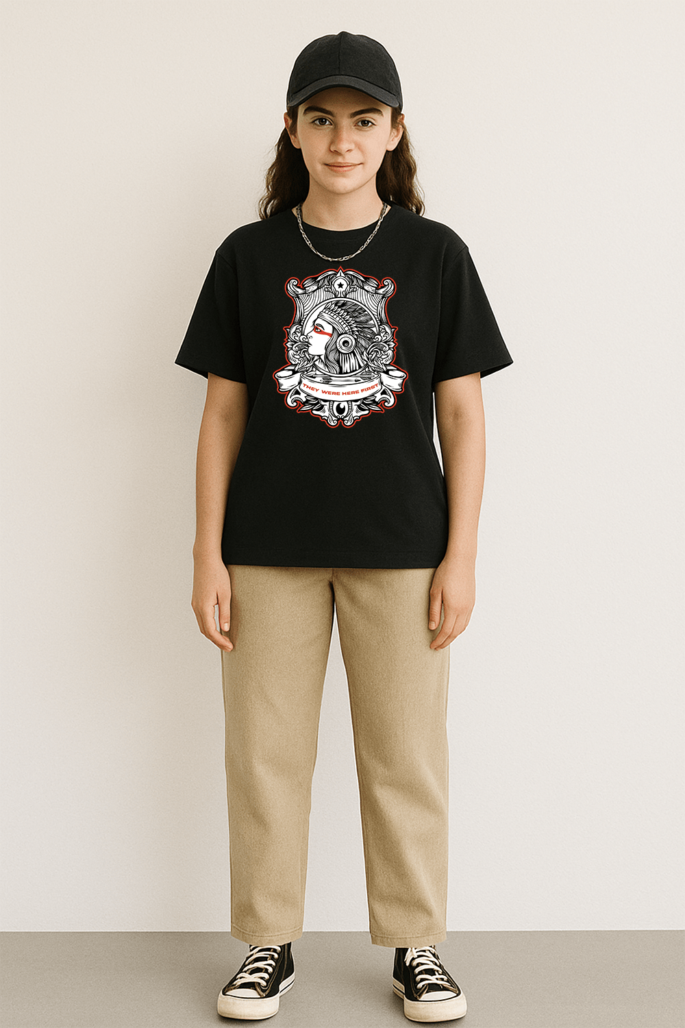 Native Indian Graphic Tee – Oversized Heavyweight Cotton Indigenous Streetwear T-Shirt
