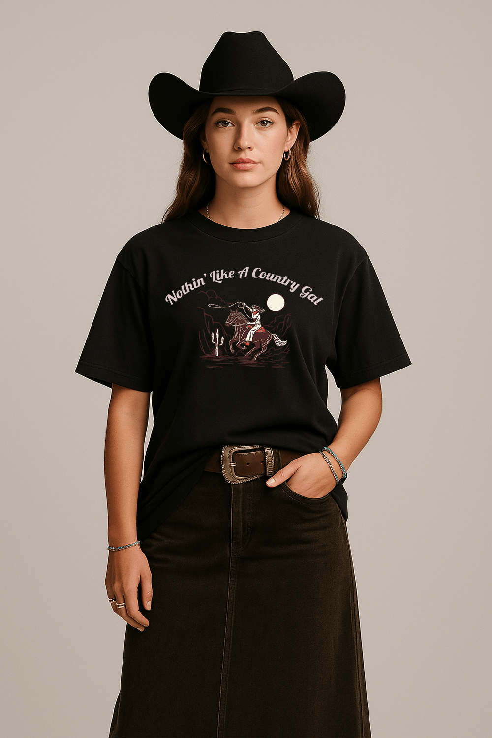Nothing Like a Country Gal Graphic Tee – Oversized Heavyweight Cotton Western T-Shirt