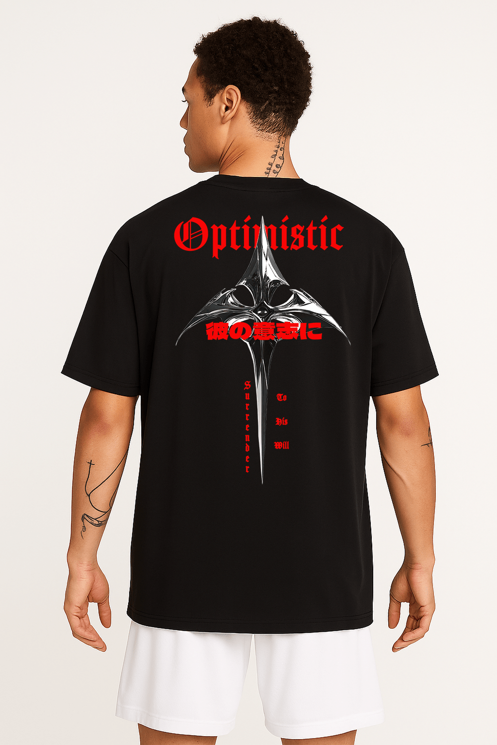 Optimism – Surrender to His Will Graphic Tee – Oversized Heavyweight Cotton Christian T-Shirt