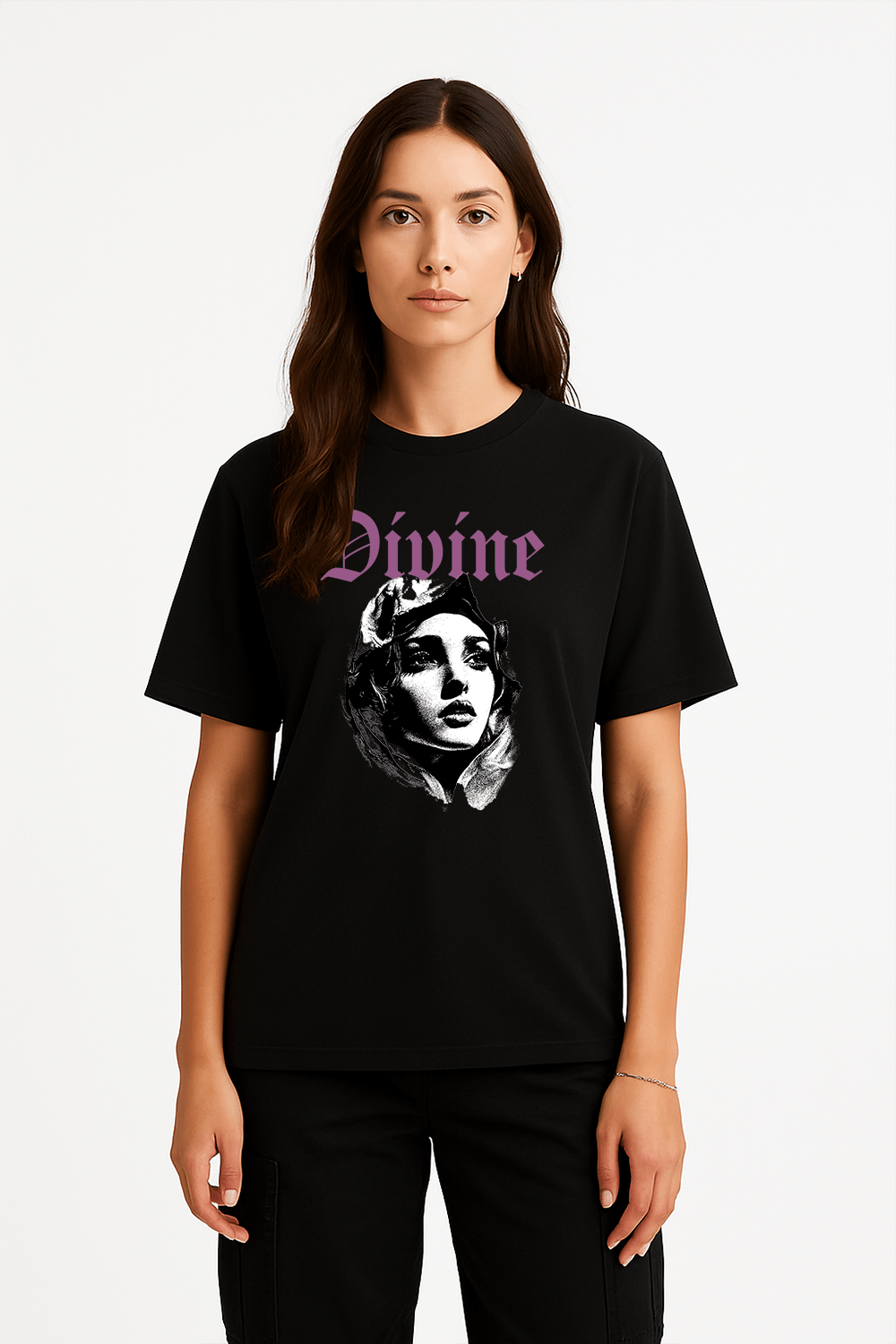 Divine Virgin Mary 2.0 Graphic Tee – Oversized Heavyweight Cotton Catholic Streetwear T-Shirt