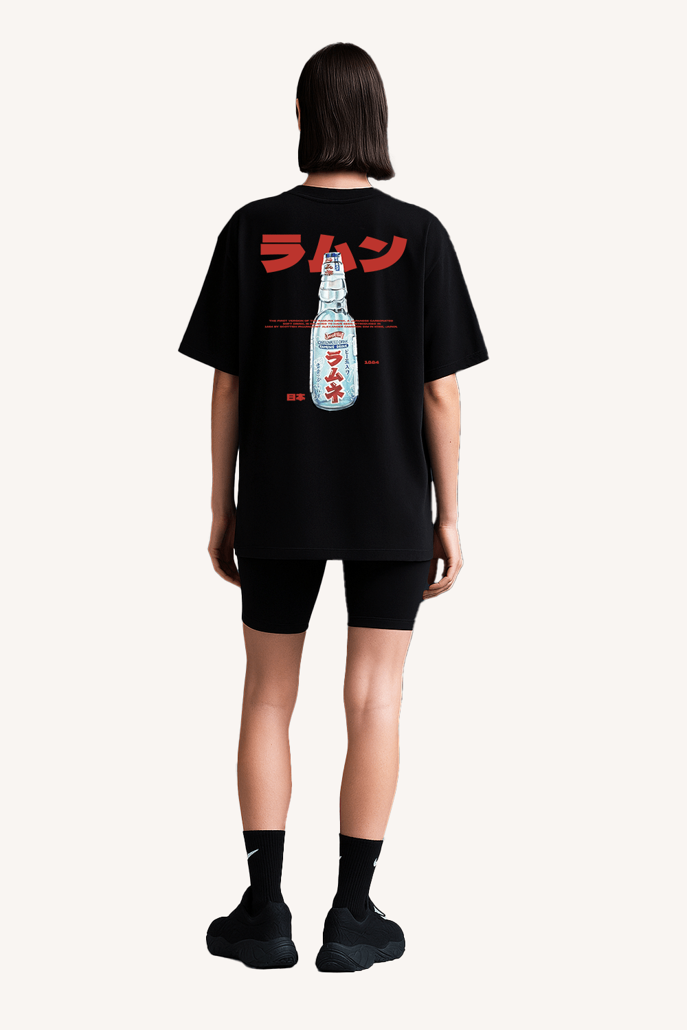 Ramune Bottle Graphic Tee – Oversized Heavyweight Cotton Japanese Streetwear T-Shirt