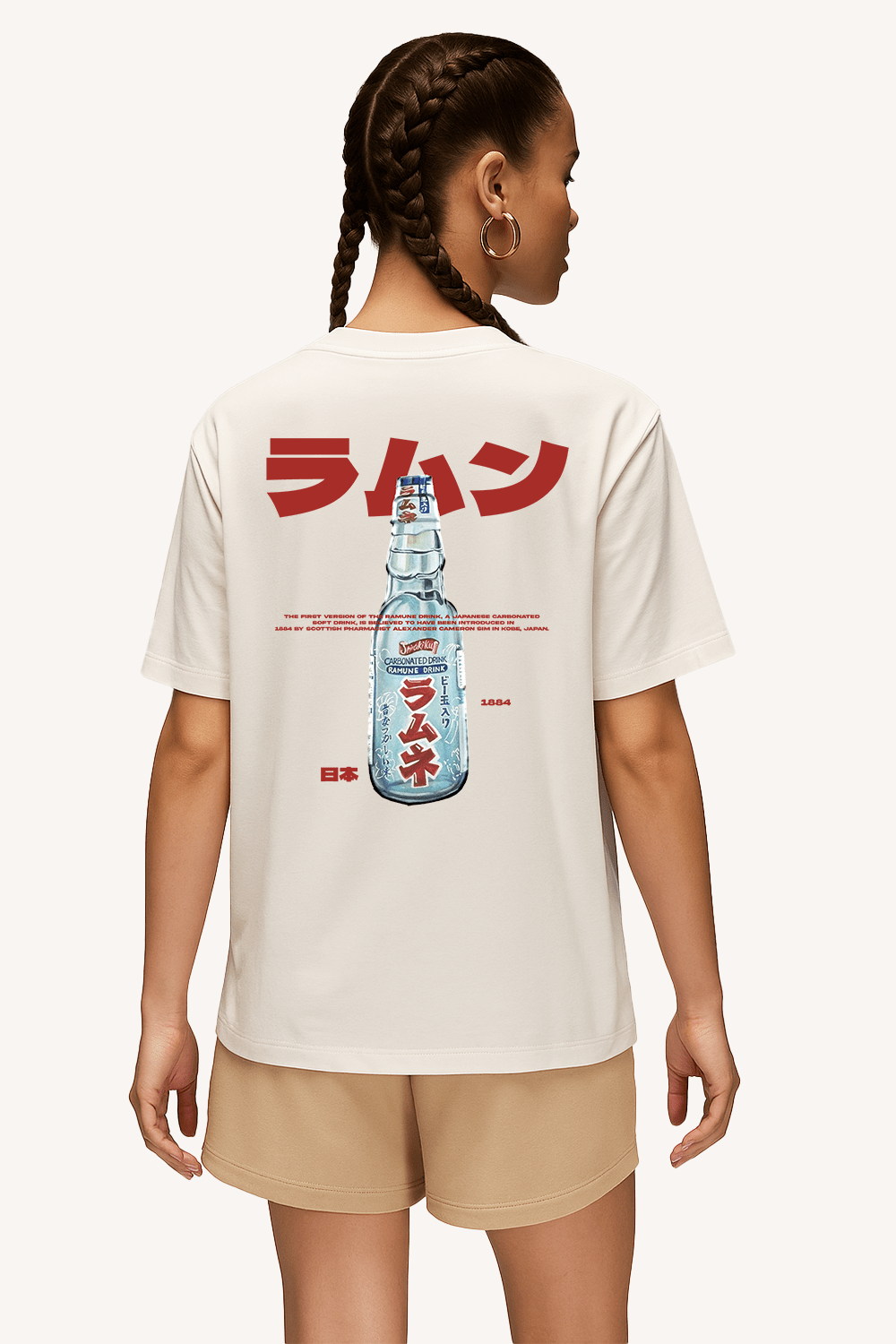 Ramune Bottle Graphic Tee – Oversized Heavyweight Cotton Japanese Streetwear T-Shirt
