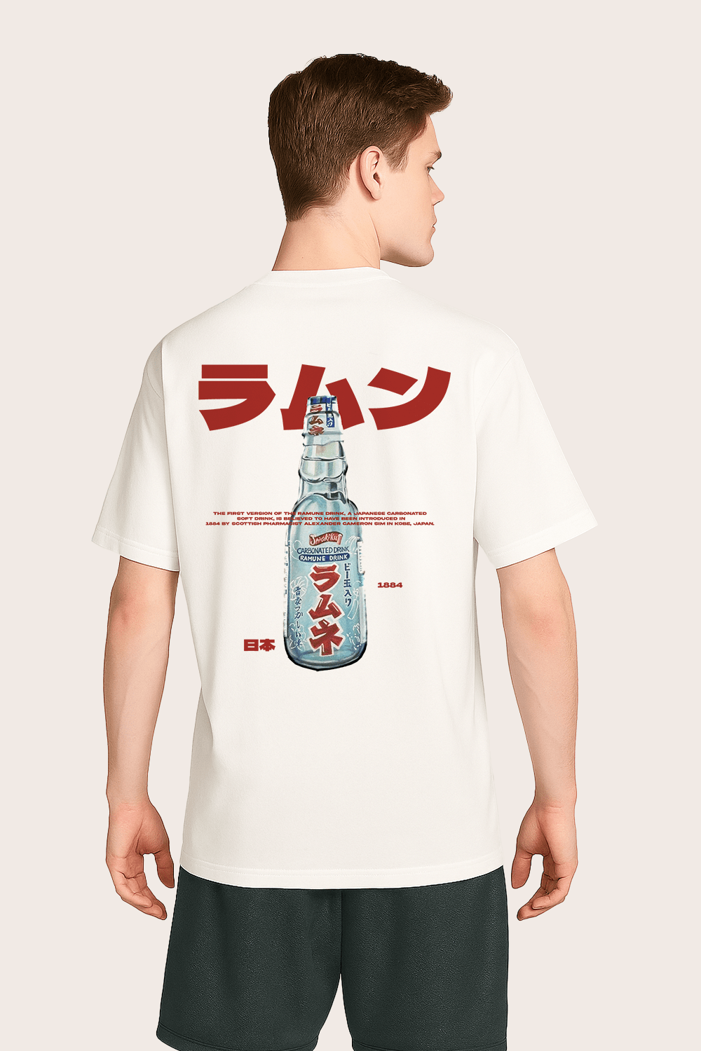 Ramune Bottle Graphic Tee – Oversized Heavyweight Cotton Japanese Streetwear T-Shirt