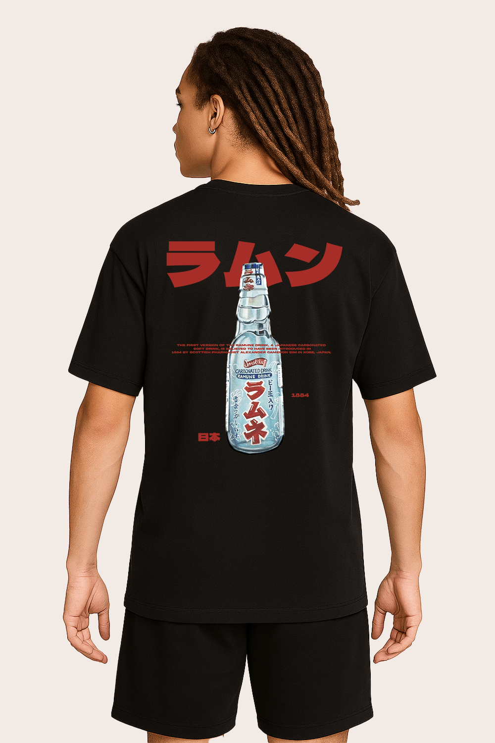 Ramune Bottle Graphic Tee – Oversized Heavyweight Cotton Japanese Streetwear T-Shirt