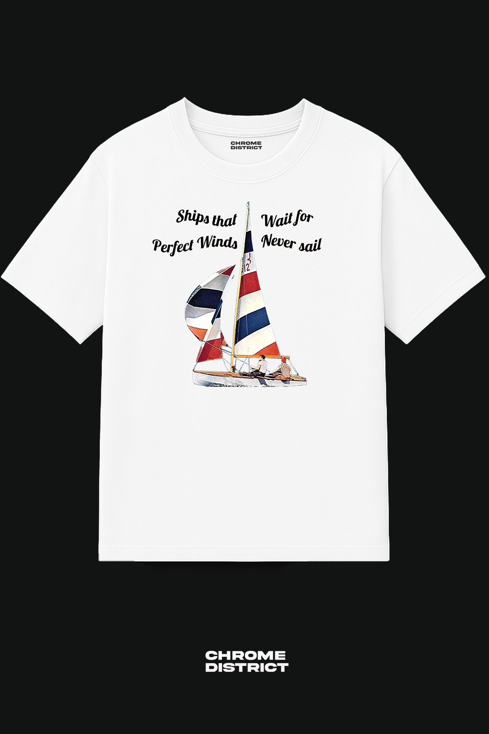 Sailboat Graphic Tee – Oversized Heavyweight Cotton Nautical Streetwear T-Shirt