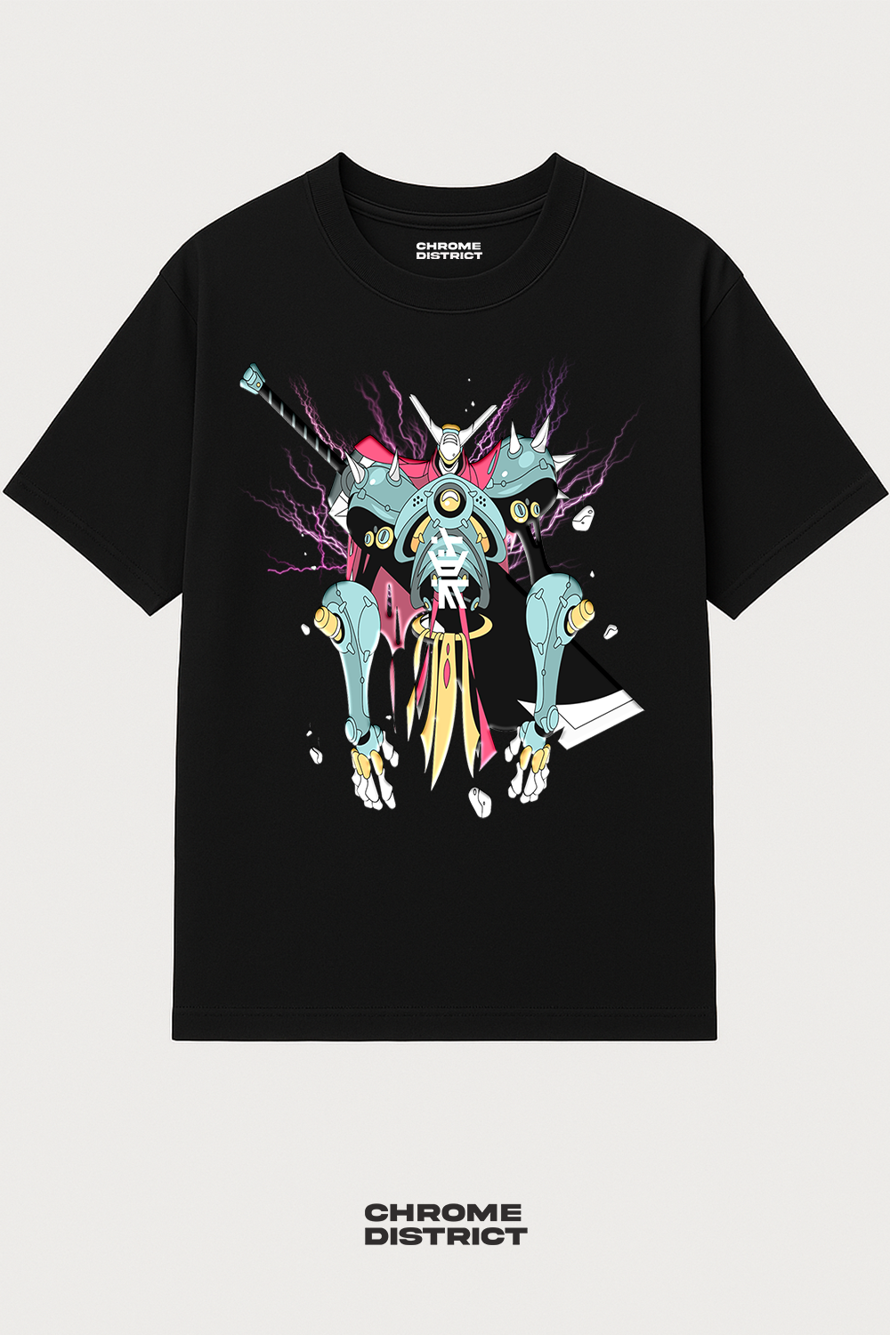 Samurai Robot Graphic Tee – Oversized Heavyweight Cotton Japanese Streetwear T-Shirt