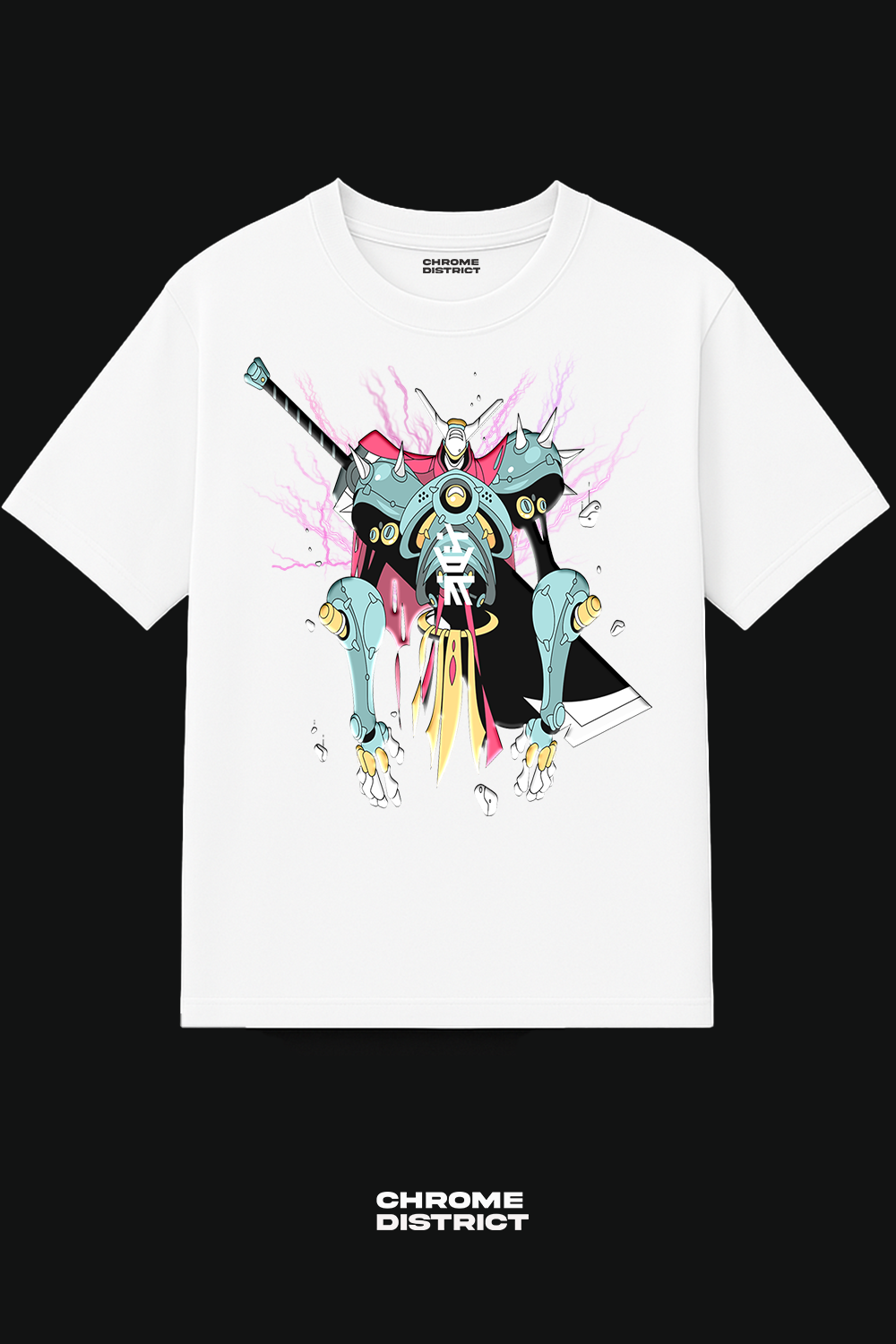 Samurai Robot Graphic Tee – Oversized Heavyweight Cotton Japanese Streetwear T-Shirt