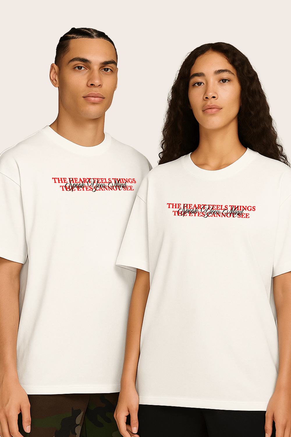 The Heart Feels What the Eyes Cannot See Graphic Tee – Oversized Heavyweight Cotton Inspirational Quote T-Shirt