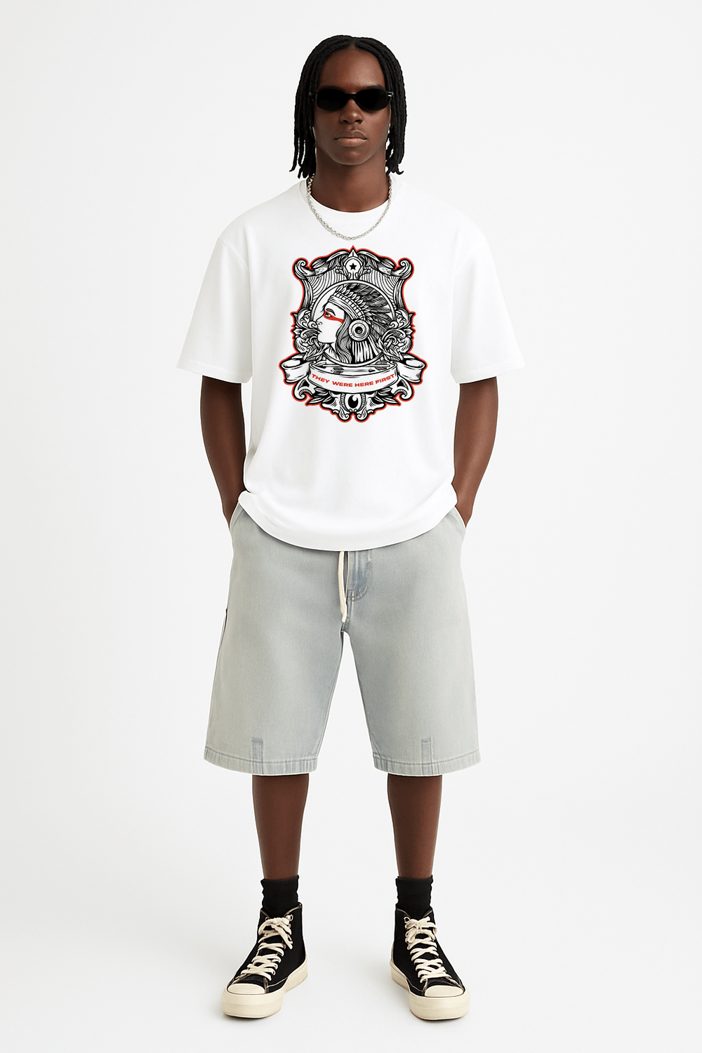 Native Indian Graphic Tee – Oversized Heavyweight Cotton Indigenous Streetwear T-Shirt