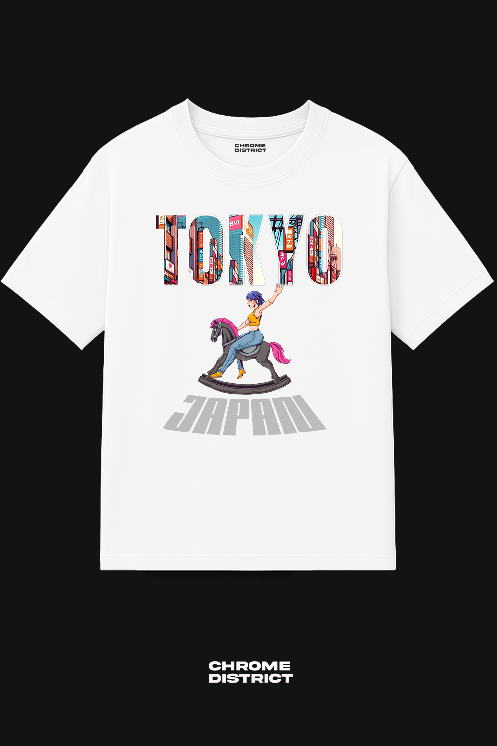 Tokyo Horse Rider Graphic Tee – Oversized Heavyweight Cotton Japanese Streetwear T-Shirt