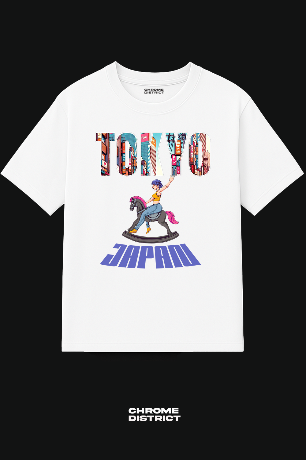 Tokyo Horse Rider Graphic Tee – Oversized Heavyweight Cotton Japanese Streetwear T-Shirt