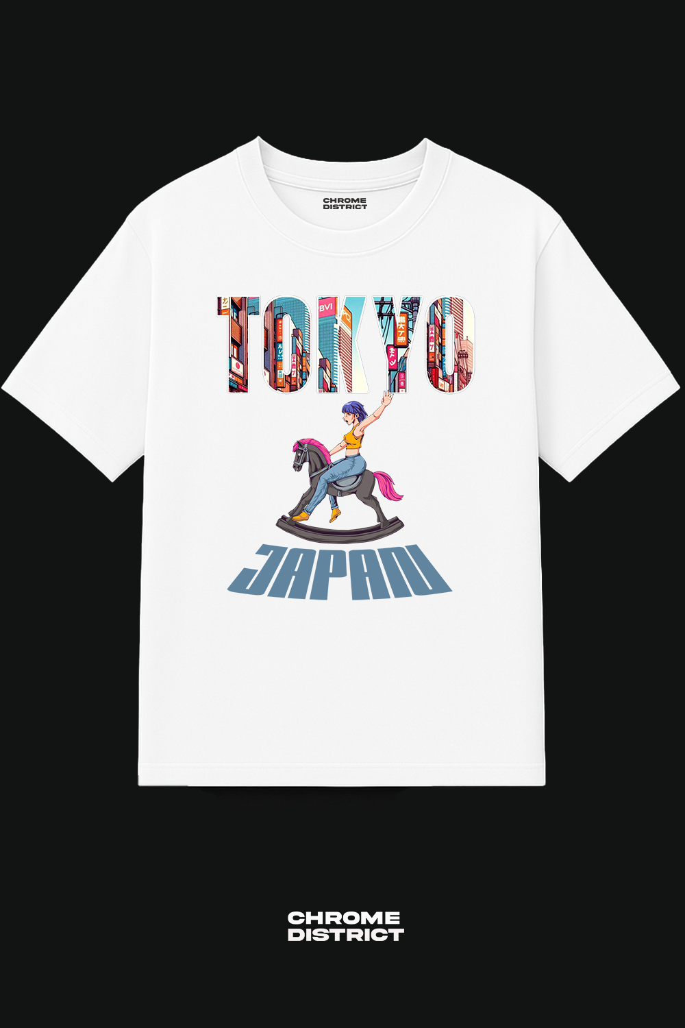 Tokyo Horse Rider Graphic Tee – Oversized Heavyweight Cotton Japanese Streetwear T-Shirt