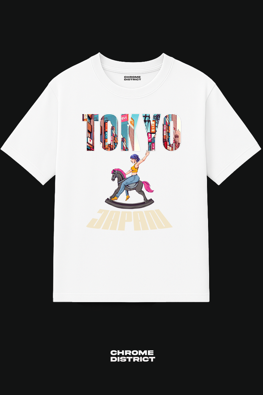 Tokyo Horse Rider Graphic Tee – Oversized Heavyweight Cotton Japanese Streetwear T-Shirt