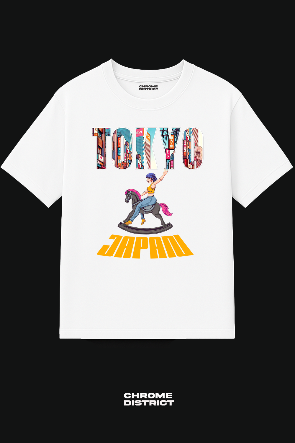 Tokyo Horse Rider Graphic Tee – Oversized Heavyweight Cotton Japanese Streetwear T-Shirt