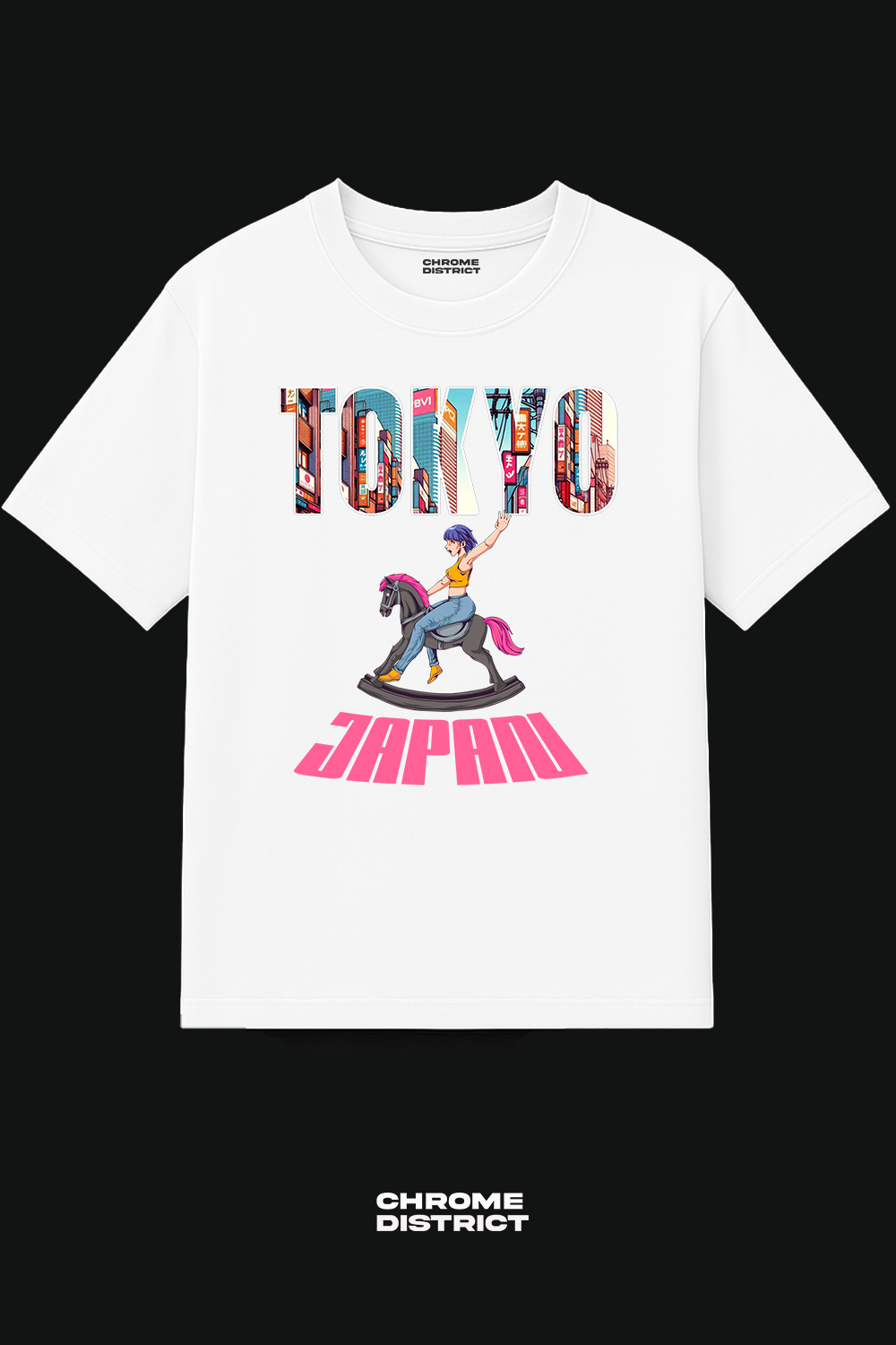 Tokyo Horse Rider Graphic Tee – Oversized Heavyweight Cotton Japanese Streetwear T-Shirt