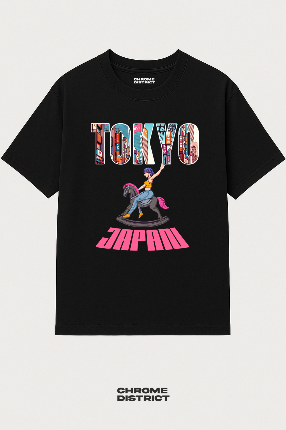 Tokyo Horse Rider Graphic Tee – Oversized Heavyweight Cotton Japanese Streetwear T-Shirt