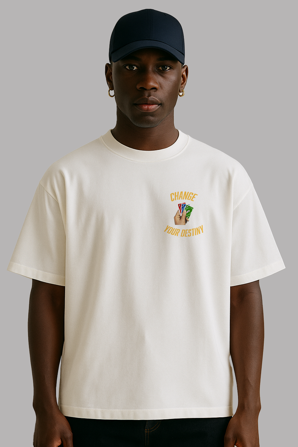 Uno Card Graphic Tee – Oversized Heavyweight Cotton Retro Game Streetwear T-Shirt