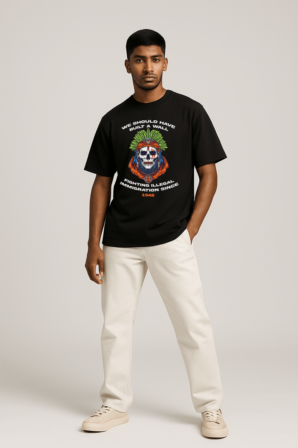 Natives Were Here First Graphic Tee – Oversized Heavyweight Cotton Indigenous Streetwear T-Shirt