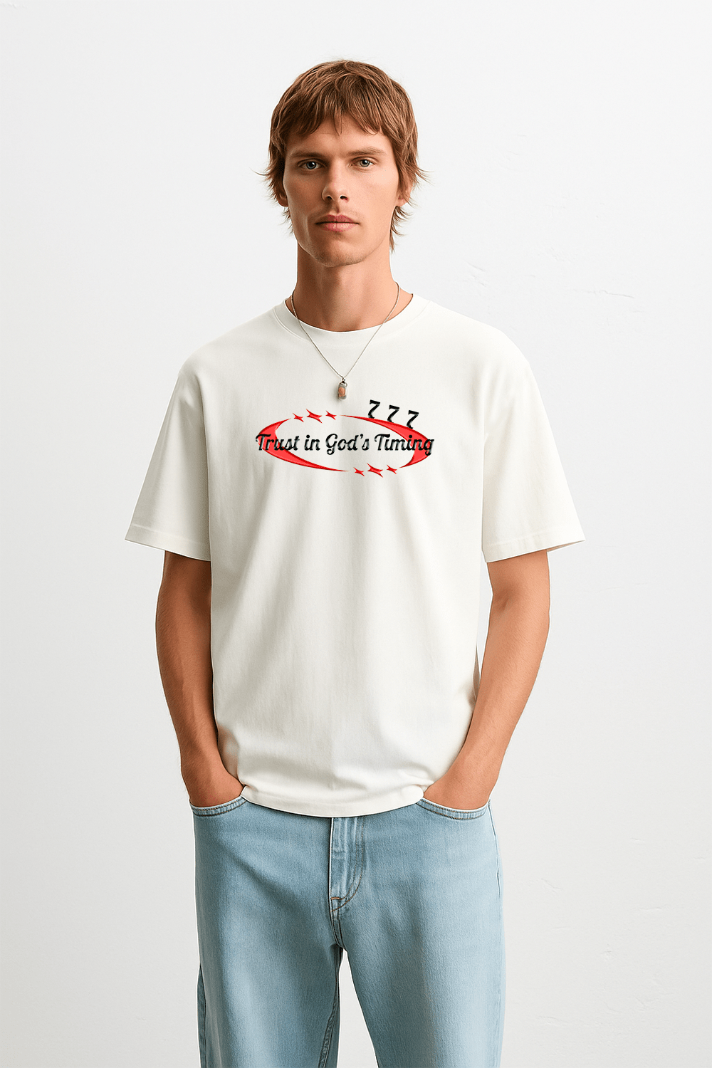 Trust in God’s Timing Graphic Tee – Oversized Heavyweight Cotton Christian Streetwear T-Shirt