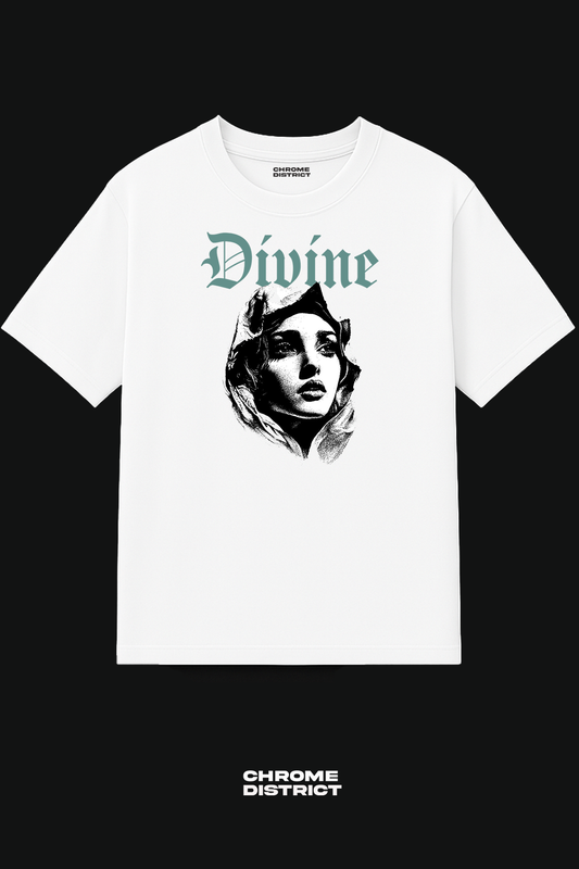 Divine Virgin Mary 2.0 Graphic Tee – Oversized Heavyweight Cotton Catholic Streetwear T-Shirt