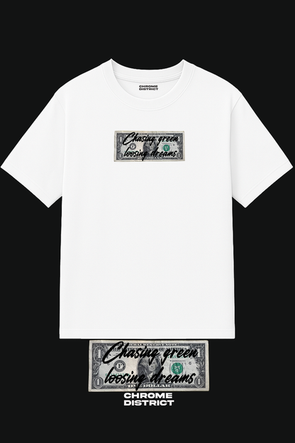 Chasing Green Loosing Dreams Graphic Tee – Oversized Heavyweight Cotton Streetwear T-Shirt