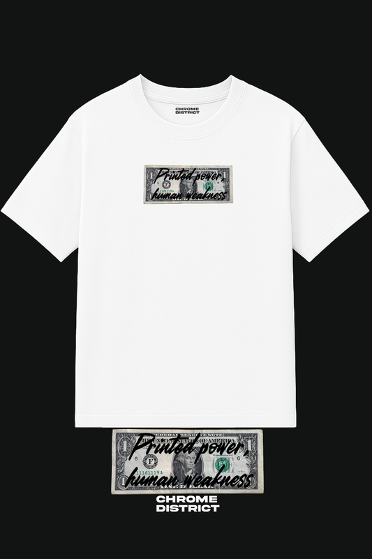 Printed Power Human Weakness Graphic Tee – Oversized Heavyweight Cotton Streetwear T-Shirt