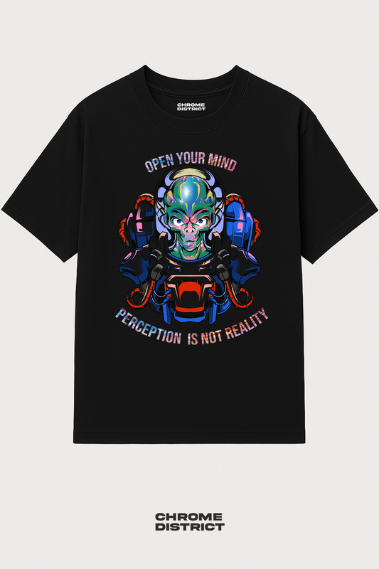 Alien Astronaut Graphic Tee – Oversized Heavyweight Cotton Space Streetwear T-Shirt