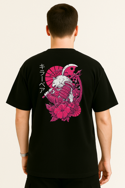 Samurai Bear Graphic Tee – Oversized Heavyweight Cotton Japanese Streetwear T-Shirt