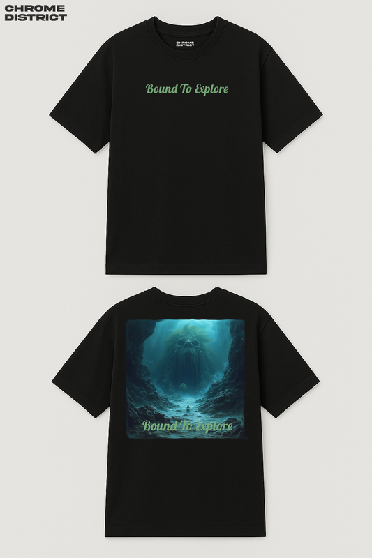Bound to Explore Sea Monster Graphic Tee – Oversized Heavyweight Cotton Nautical Streetwear T-Shirt