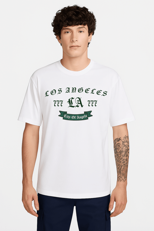 Los Angeles City of Angels Graphic Tee – Oversized Heavyweight Cotton Streetwear T-Shirt