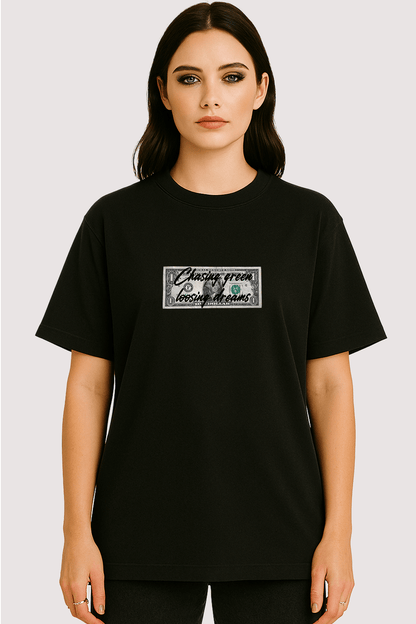 Chasing Green Loosing Dreams Graphic Tee – Oversized Heavyweight Cotton Streetwear T-Shirt