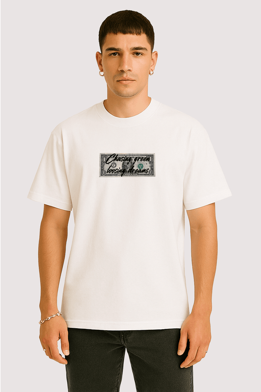 Chasing Green Loosing Dreams Graphic Tee – Oversized Heavyweight Cotton Streetwear T-Shirt