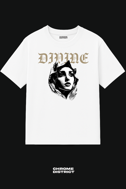 Divine Virgin Mary Graphic Tee – Oversized Heavyweight Cotton Catholic Streetwear T-Shirt