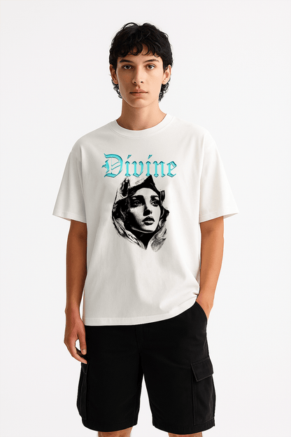 Divine Virgin Mary 2.0 Graphic Tee – Oversized Heavyweight Cotton Catholic Streetwear T-Shirt