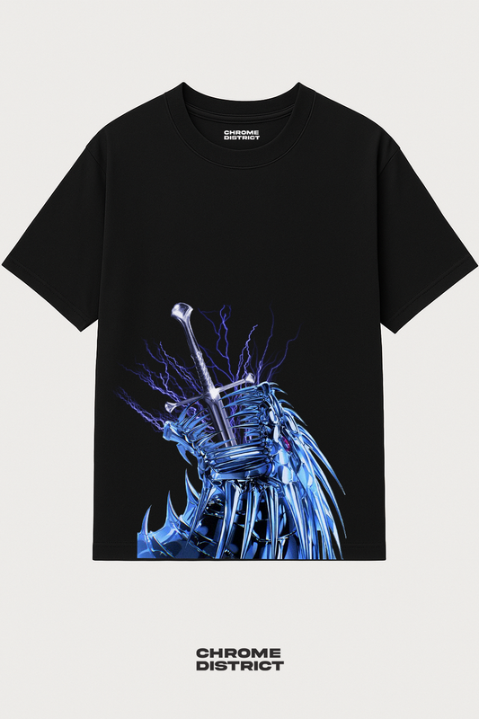 Chrome Dragon Graphic Tee – Oversized Heavyweight Cotton Streetwear T-Shirt