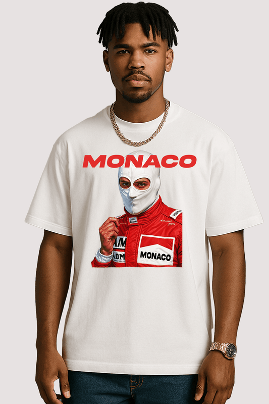 F1 Mask Graphic Tee – Oversized Heavyweight Cotton Motorsport Streetwear T-Shirt