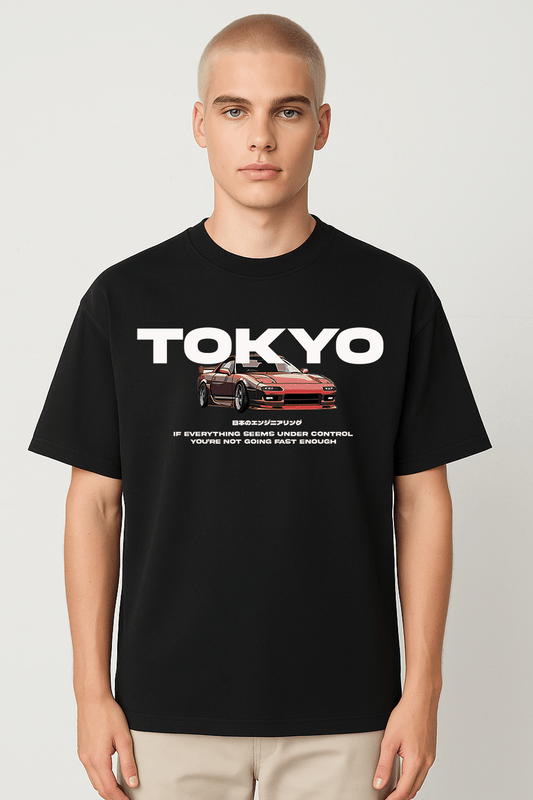 Japanese Car Tokyo Graphic Tee – Oversized Heavyweight Cotton JDM Streetwear T-Shirt