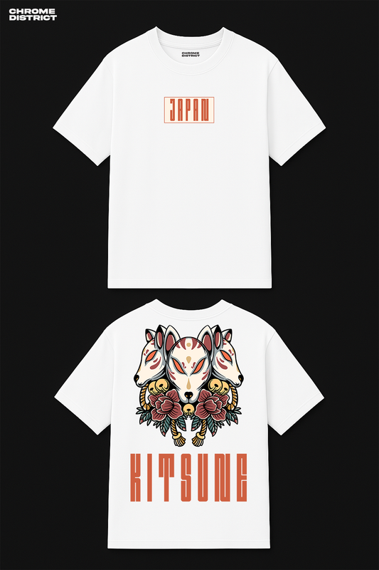 Kitsune Japan Graphic Tee – Oversized Heavyweight Cotton Japanese Streetwear T-Shirt
